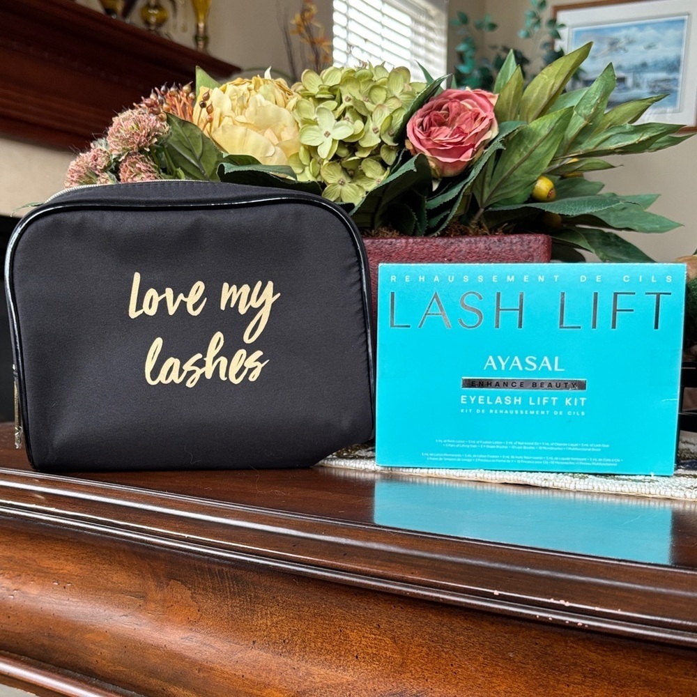 Brand New Korean Lash Lift Kit Eyelash Perm Curl DIY & Lancôme Black Makeup Bag